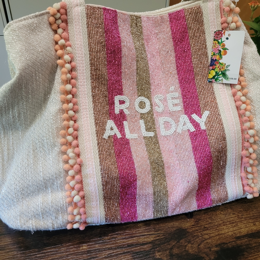 Rosé All Day Pink and Brown Tote Bag